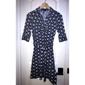 Laundry by Shelli Segal Wrap Dress Black/White Chain pattern SZ 0 Small RN 37763